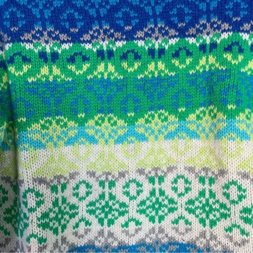 J. Jill Blue Patterned Nordic Knitted Pullover Sweater Size S Women
